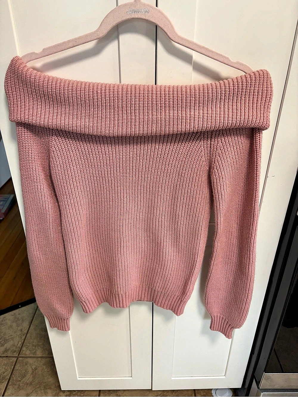 Light Blush Pink Off-Shoulder Sweater Like New